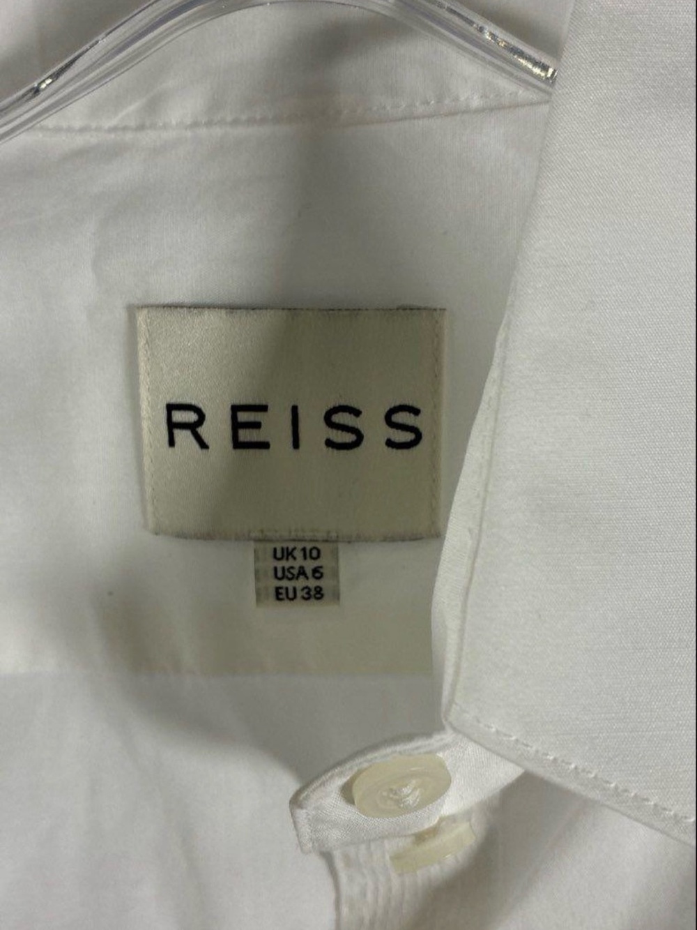 Reiss White Cotton Tailored Button Up Blouse Puff Shoulder Shirt US 6 UK 10 EU 3 - Picture 4 of 5